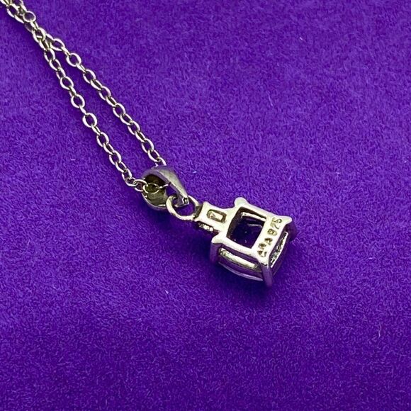 💛 925 Vintage Amethyst & Diamond Necklace - Picture 2 of 4